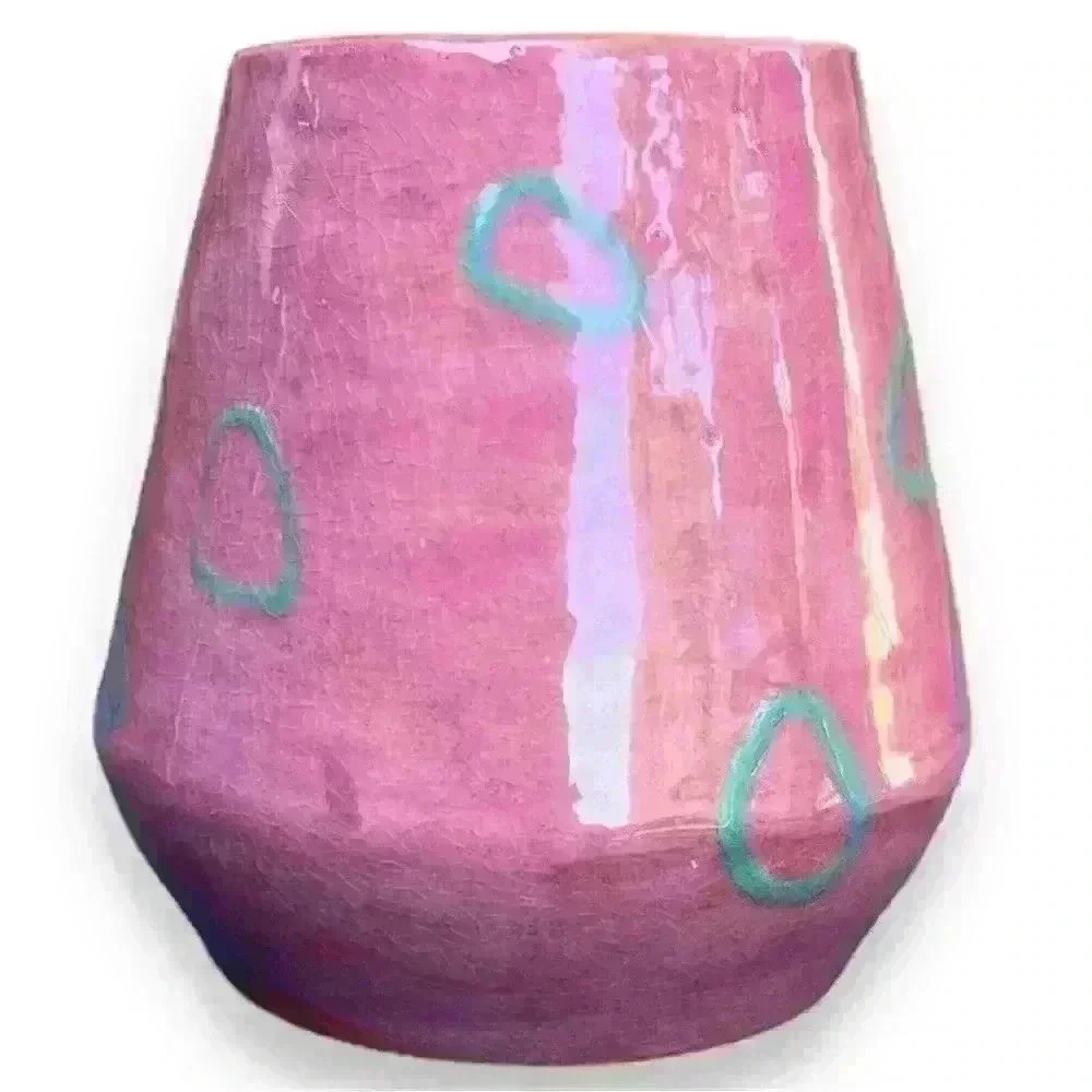 Handmade mauve & turquoise vase